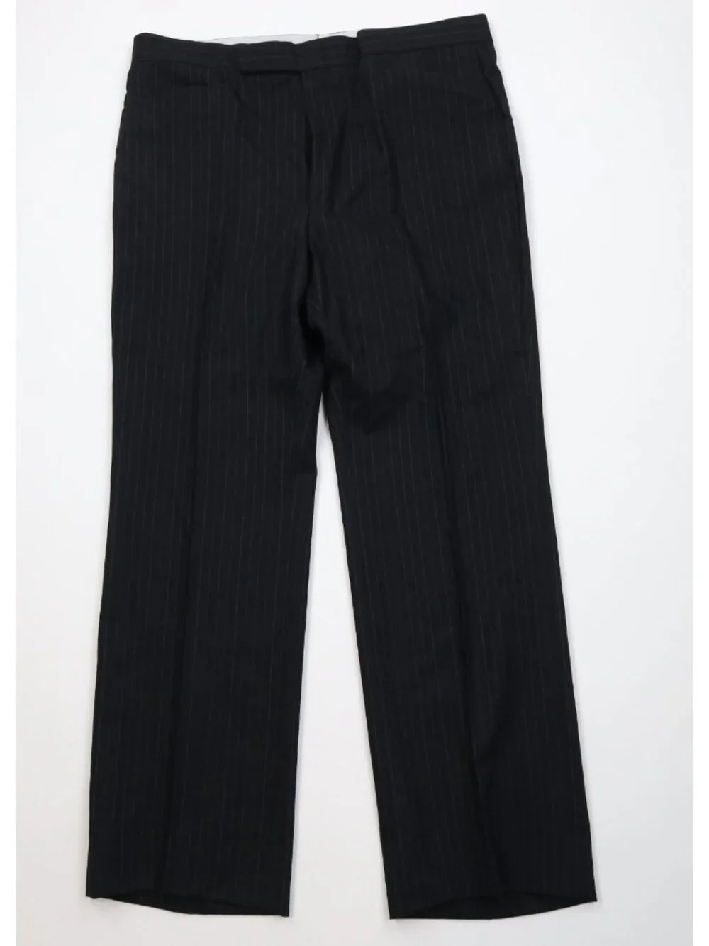 Vintage 70s Mens 42R 2 Piece Wool Suit Striped Wedding Black Wide Leg 38x31 USA